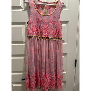 Umgee Pink Lace Midi Dress